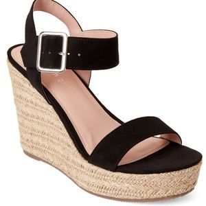 Madden Girl Black Vail Platform Wedge Sandals